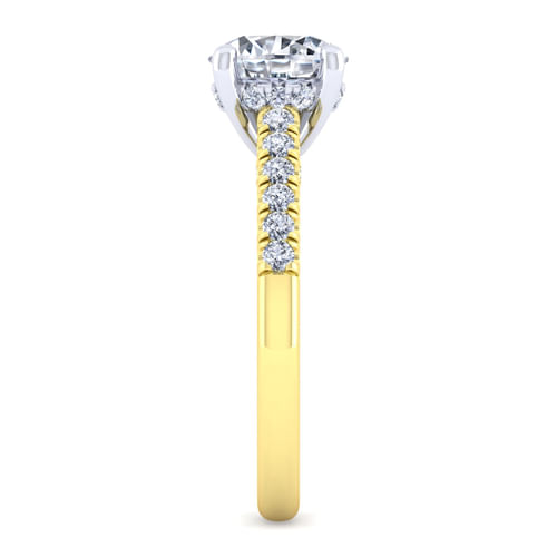 14K White-Yellow Gold Round Diamond Engagement Ring