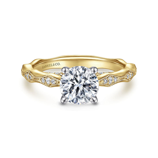 Gabriel - 14K White-Yellow Gold Round Diamond Engagement Ring