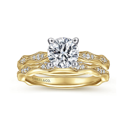 14K White-Yellow Gold Round Diamond Engagement Ring