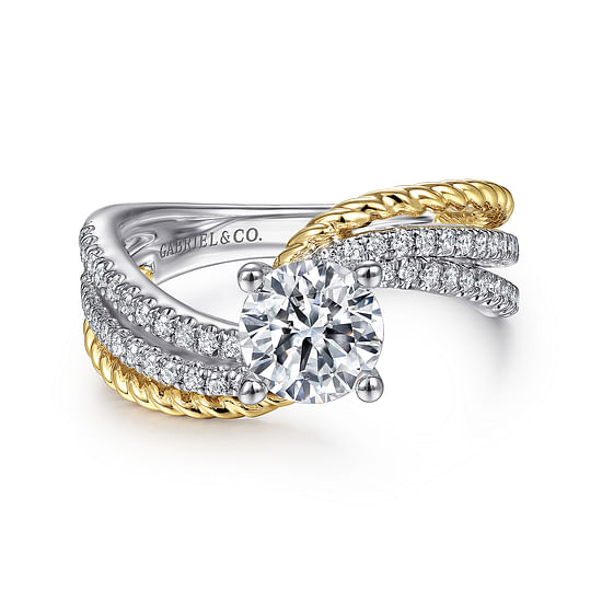 Gabriel - 14K White-Yellow Gold Round Diamond Engagement Ring