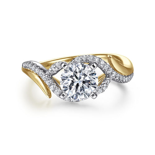 14K White-Yellow Gold Round Diamond Engagement Ring