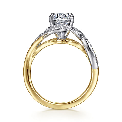 14K White-Yellow Gold Round Diamond Engagement Ring