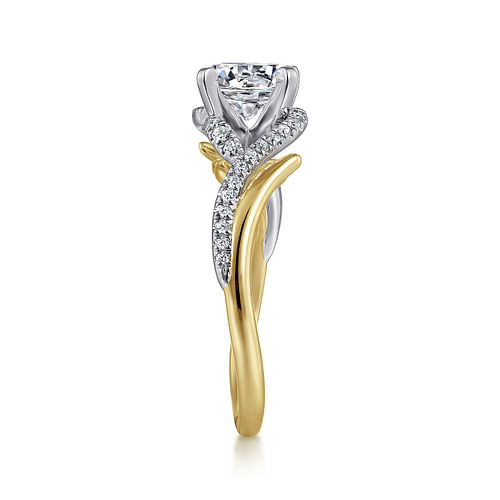 14K White-Yellow Gold Round Diamond Engagement Ring