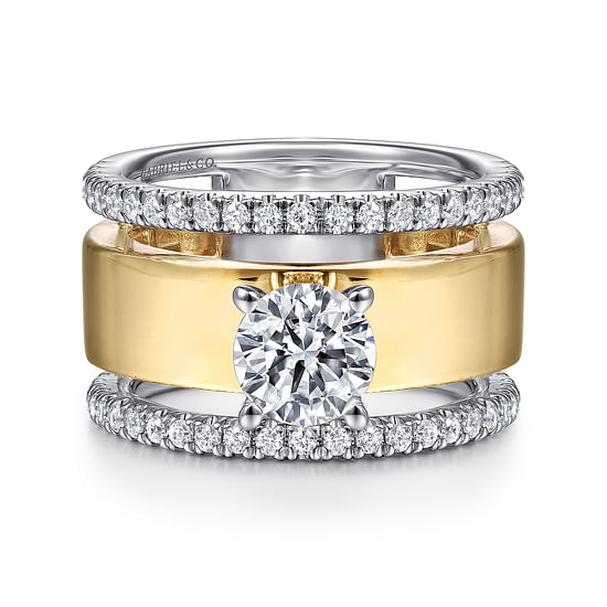 Gabriel - 14K White-Yellow Gold Round Diamond Engagement Ring