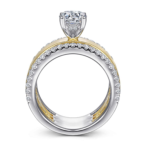 14K White-Yellow Gold Round Diamond Engagement Ring