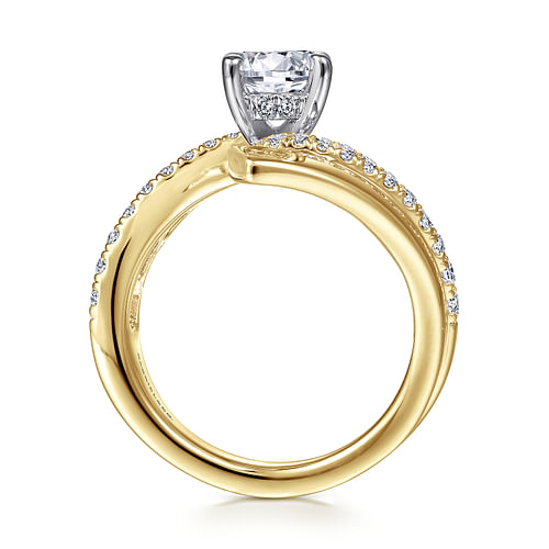 14K White-Yellow Gold Round Diamond Engagement Ring