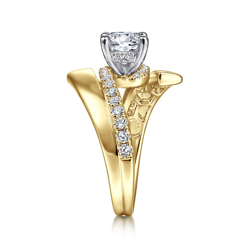 14K White-Yellow Gold Round Diamond Engagement Ring