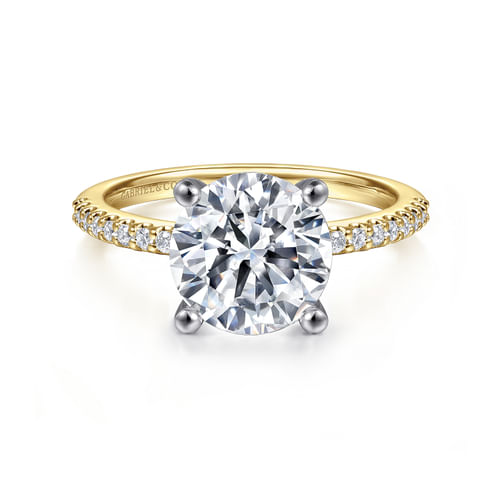14K White-Yellow Gold Round Diamond Engagement Ring
