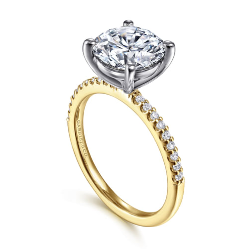 14K White-Yellow Gold Round Diamond Engagement Ring