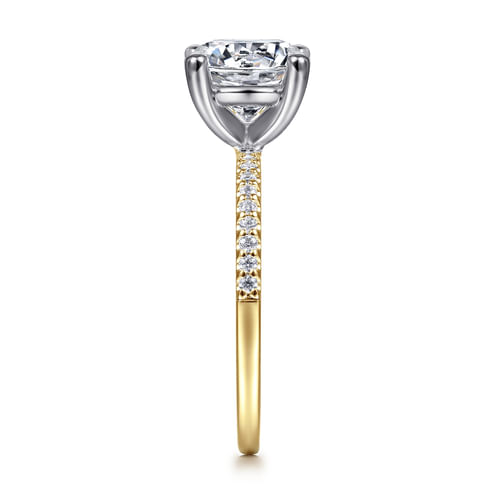 14K White-Yellow Gold Round Diamond Engagement Ring