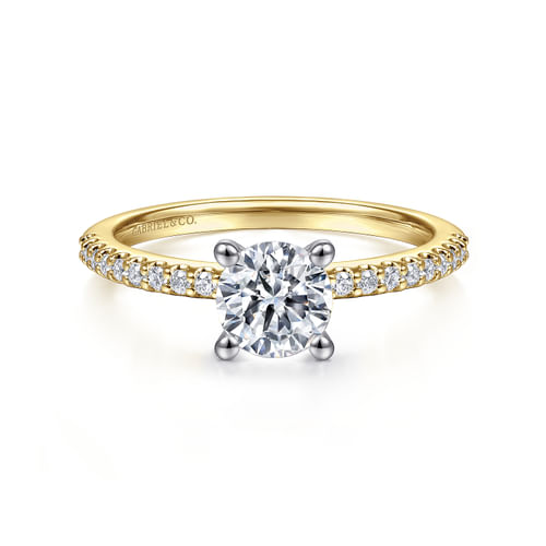 14K White-Yellow Gold Round Diamond Engagement Ring