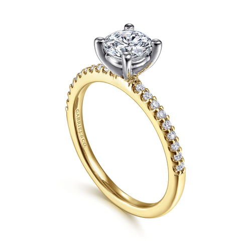 14K White-Yellow Gold Round Diamond Engagement Ring