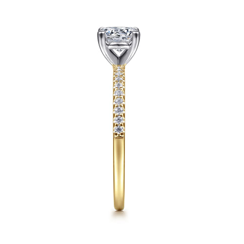 14K White-Yellow Gold Round Diamond Engagement Ring