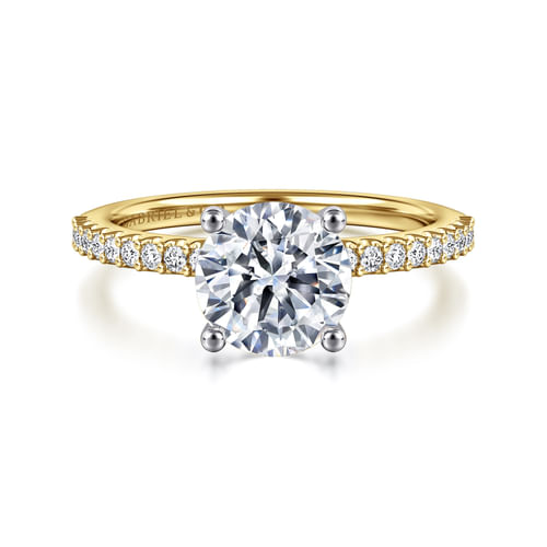 14K White-Yellow Gold Round Diamond Engagement Ring