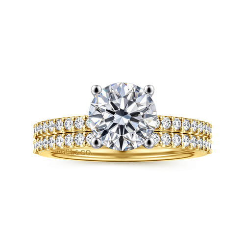 14K White-Yellow Gold Round Diamond Engagement Ring