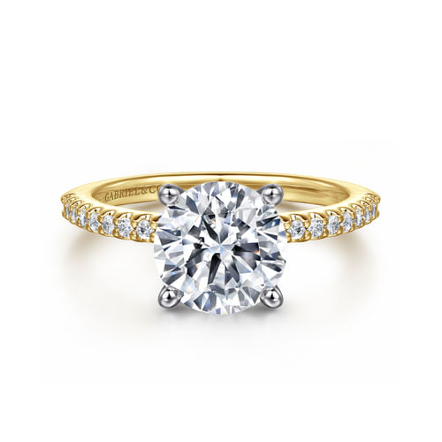 14K White-Yellow Gold Round Diamond Engagement Ring