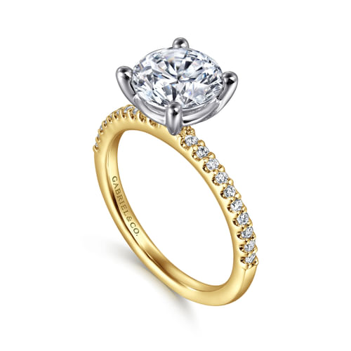 14K White-Yellow Gold Round Diamond Engagement Ring