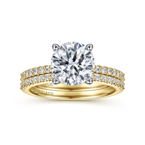 14K White-Yellow Gold Round Diamond Engagement Ring
