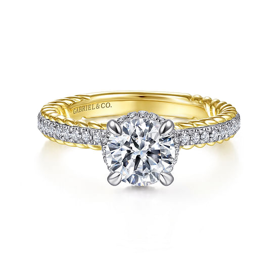 Gabriel - 14K White-Yellow Gold Round Diamond Engagement Ring