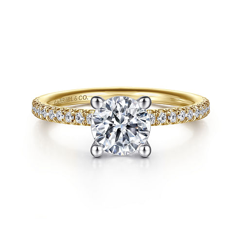 14K White-Yellow Gold Round Diamond Engagement Ring