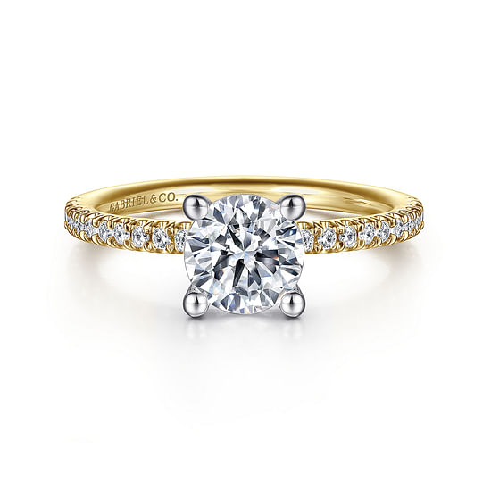 Gabriel - 14K White-Yellow Gold Round Diamond Engagement Ring