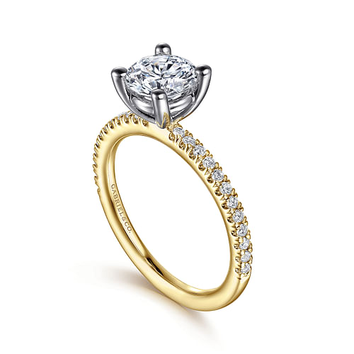 14K White-Yellow Gold Round Diamond Engagement Ring