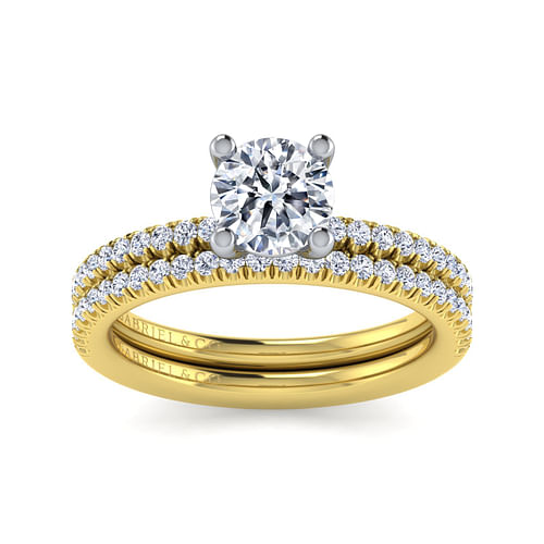 14K White-Yellow Gold Round Diamond Engagement Ring