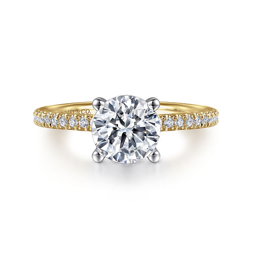 14K White-Yellow Gold Round Diamond Engagement Ring