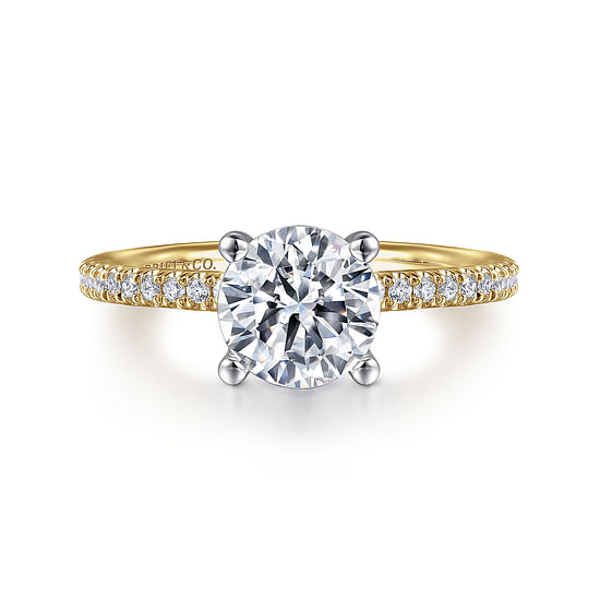 Gabriel - 14K White-Yellow Gold Round Diamond Engagement Ring