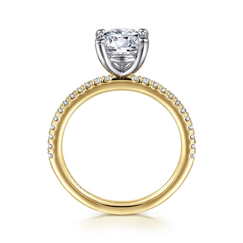 14K White-Yellow Gold Round Diamond Engagement Ring