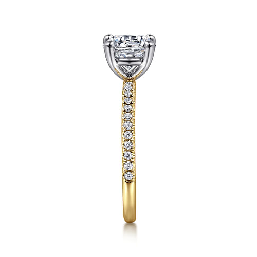14K White-Yellow Gold Round Diamond Engagement Ring