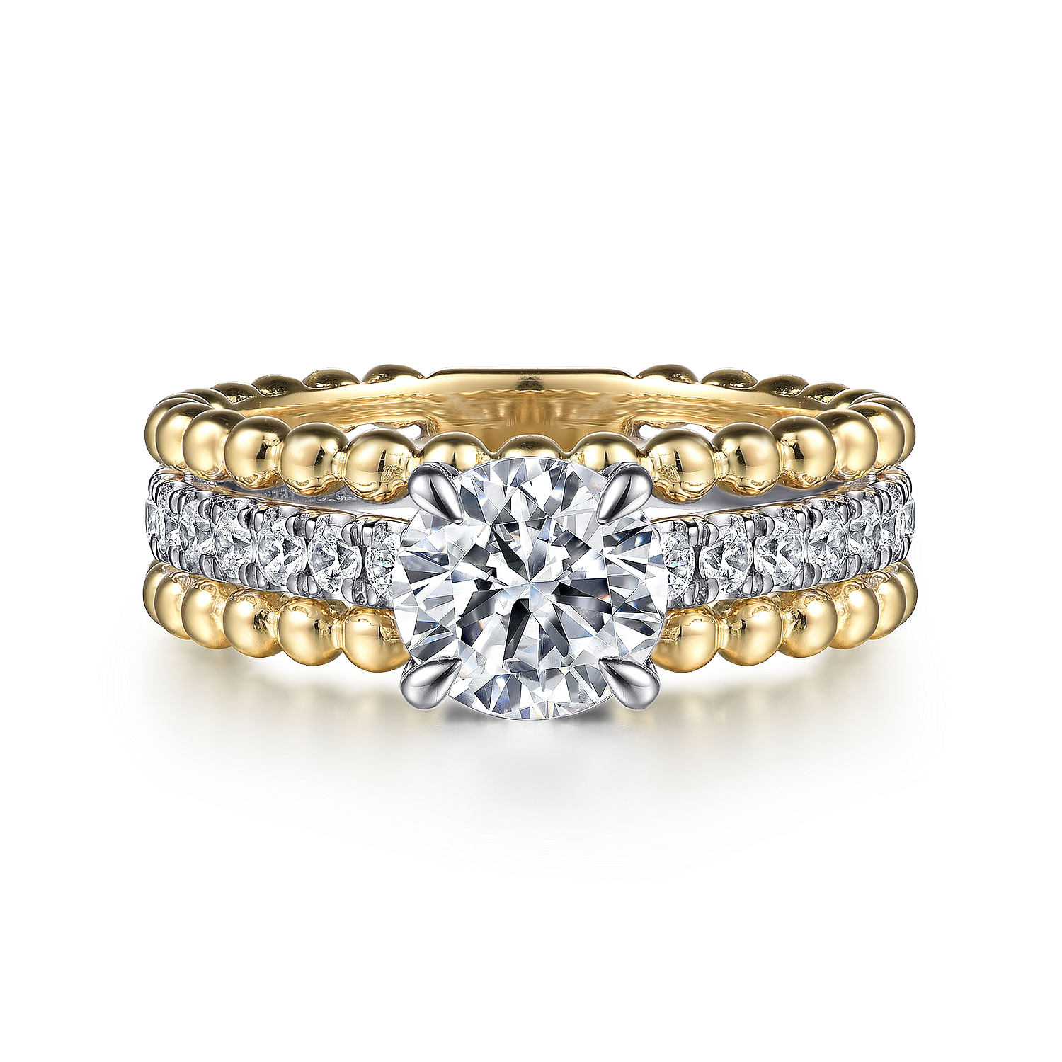 Gabriel - 14K White-Yellow Gold Round Diamond Engagement Ring