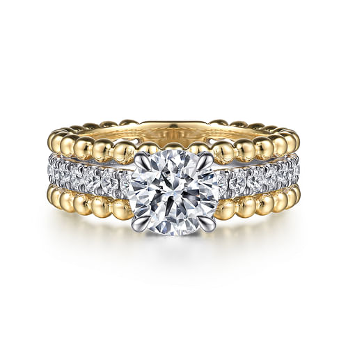 14K White-Yellow Gold Round Diamond Engagement Ring