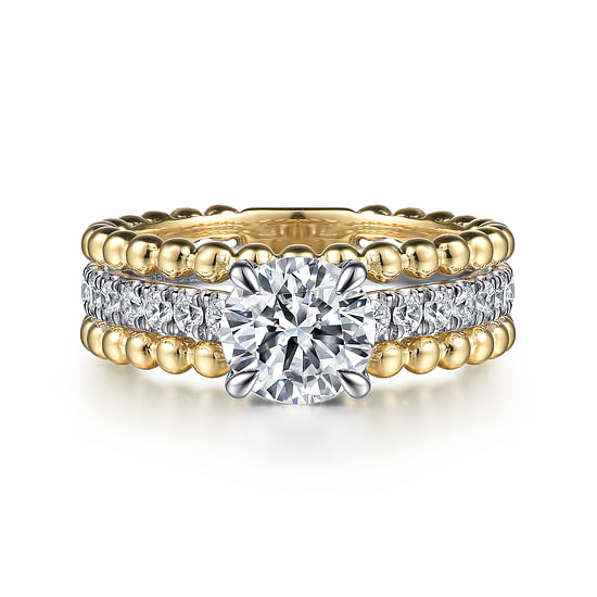 Gabriel - 14K White-Yellow Gold Round Diamond Engagement Ring