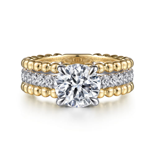 14K White-Yellow Gold Round Diamond Engagement Ring