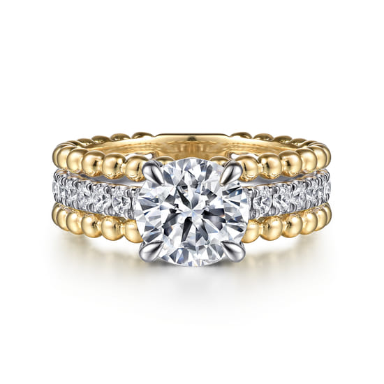 14K White-Yellow Gold Round Diamond Engagement Ring