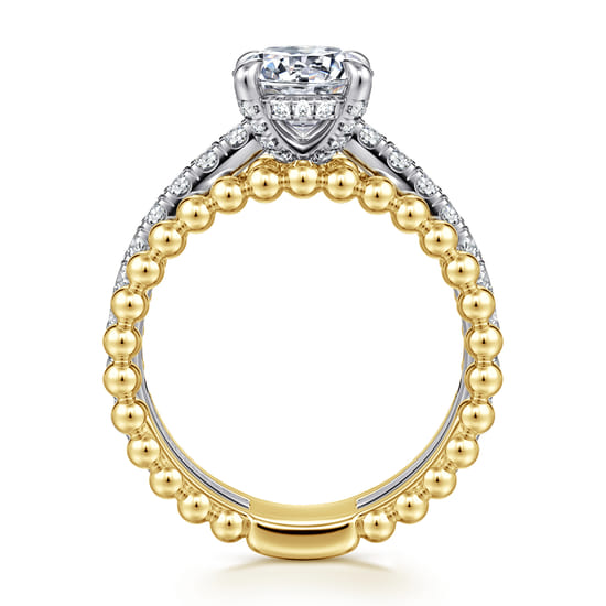 14K White-Yellow Gold Round Diamond Engagement Ring angle 2