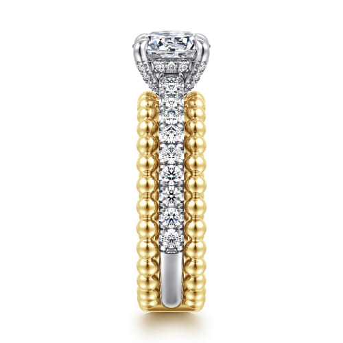 14K White-Yellow Gold Round Diamond Engagement Ring