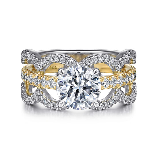 Gabriel - 14K White-Yellow Gold Round Diamond Engagement Ring Gabriel - 14K White-Yellow Gold Round Diamond Engagement Ring