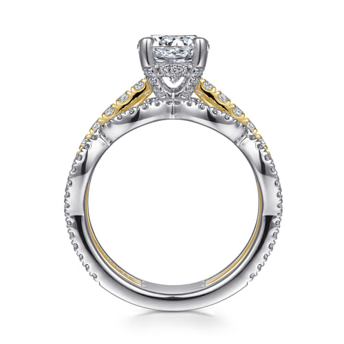 14K White-Yellow Gold Round Diamond Engagement Ring