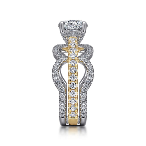 14K White-Yellow Gold Round Diamond Engagement Ring