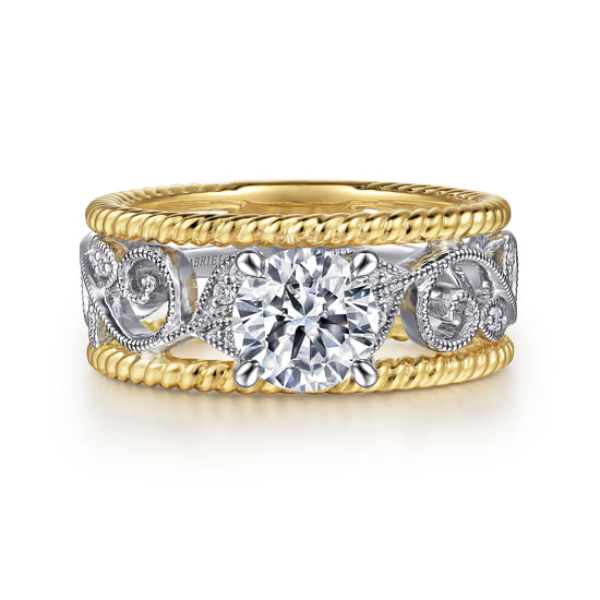 Gabriel - 14K White-Yellow Gold Round Diamond Engagement Ring