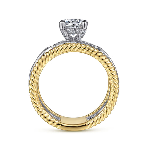 14K White-Yellow Gold Round Diamond Engagement Ring