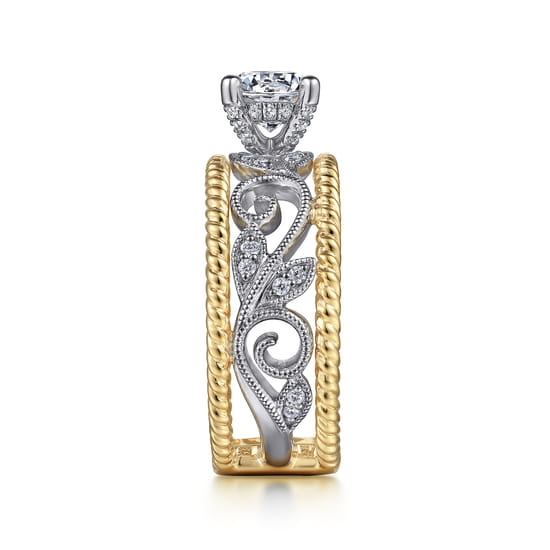 14K White-Yellow Gold Round Diamond Engagement Ring angle 5