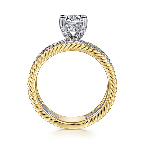 14K White-Yellow Gold Round Diamond Engagement Ring