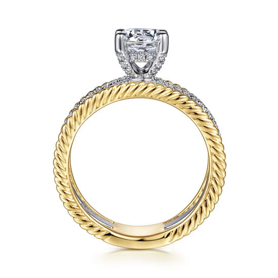 14K White-Yellow Gold Round Diamond Engagement Ring angle 2