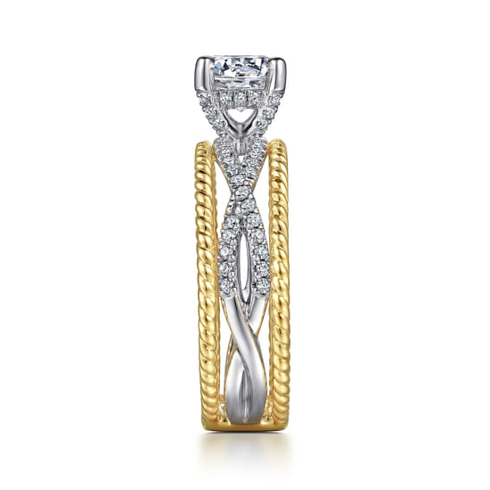 14K White-Yellow Gold Round Diamond Engagement Ring angle 5