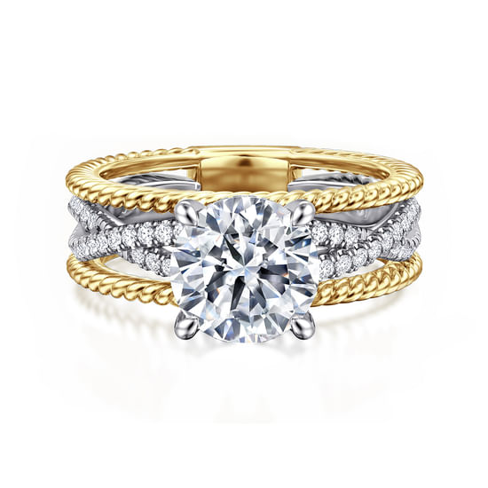 Gabriel - 14K White-Yellow Gold Round Diamond Engagement Ring