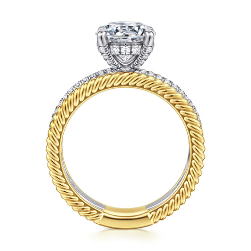 14K White-Yellow Gold Round Diamond Engagement Ring