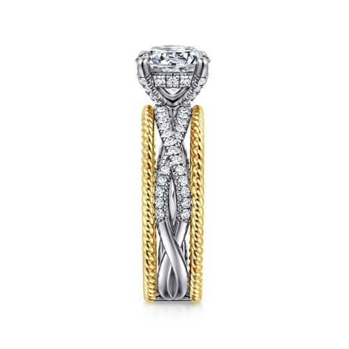 14K White-Yellow Gold Round Diamond Engagement Ring